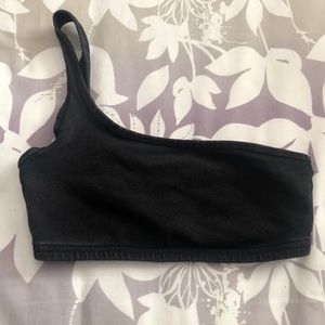 TNA black one shoulder-strap bra top